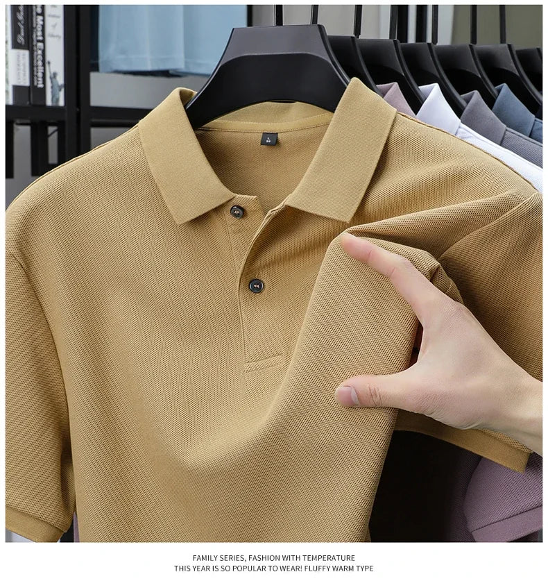 Men's 100% Cotton Polo Shirt - Summer Casual Breathable Tee,19 Colors,Ideal for Golf and Sports,Business Casual,Silk-Like Finish