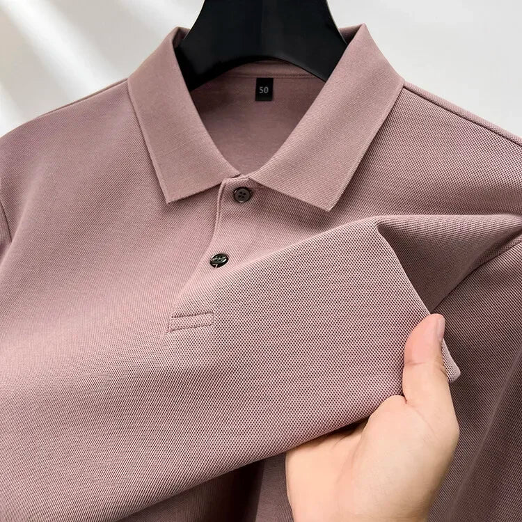 100% Cotton Polo Shirt, Four Seasons Universal  Leisure Long Sleeve, Breathable Lapels T-shirt, Perfect for Golf Sports Durable