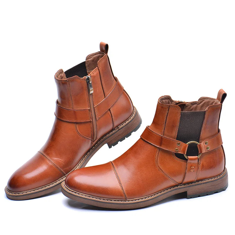 NEW Men's Casual boots Genuine Leather Men's autumn and winter handmade High-top boots lager size men's Chelsea boots 0153
