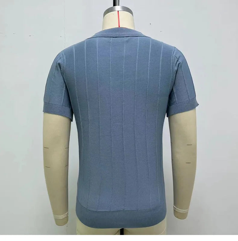 Men's Short-Sleeved Polo Shirt with Lapel Collar, Business Casual Style, Pure Color Sweater, New Fashionable Design, Plus Size