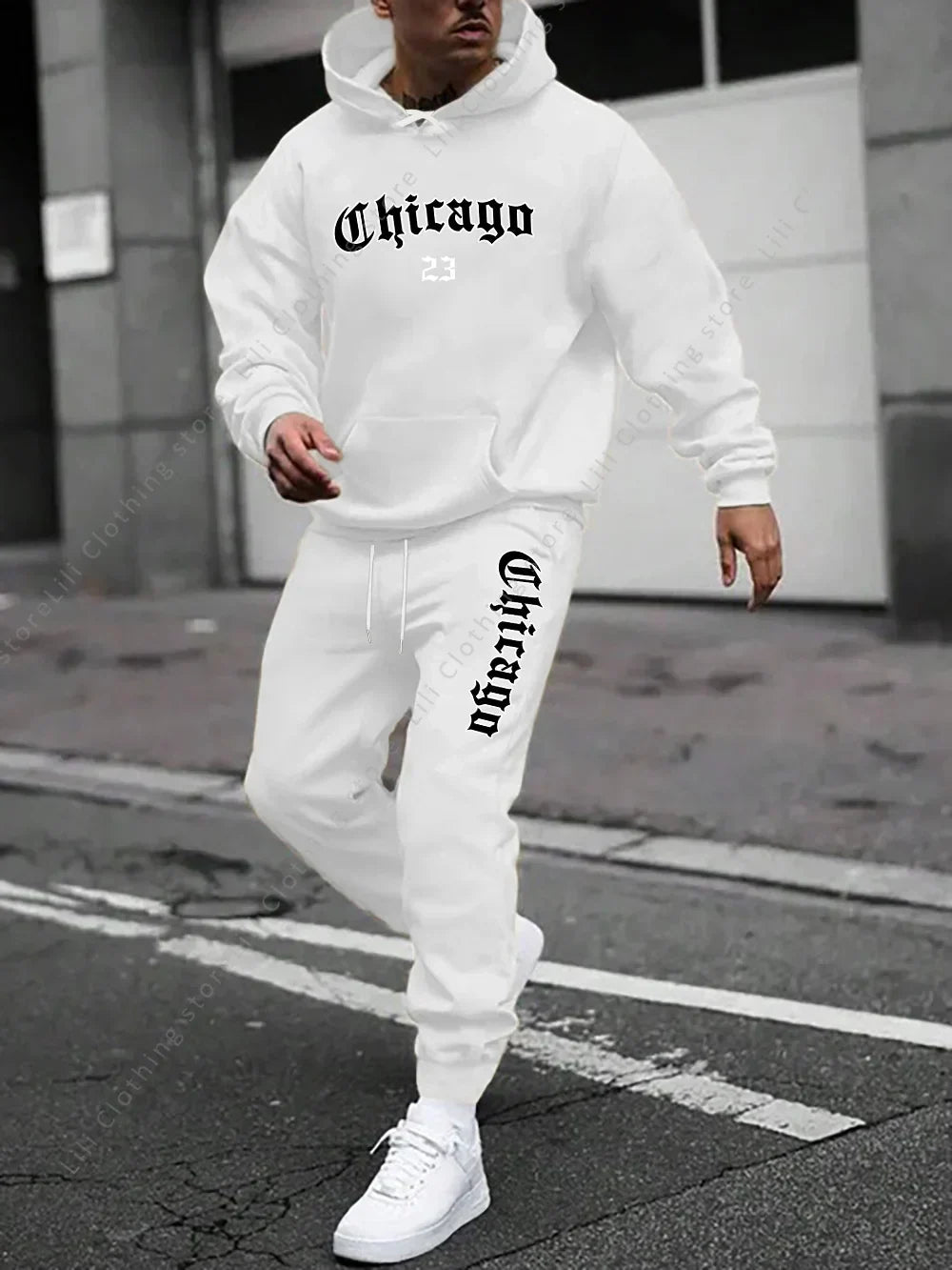 Men's sportswear - Hoodie and sports pants, loose-fitting style suitable for daily and sports wear swearshirts Tops