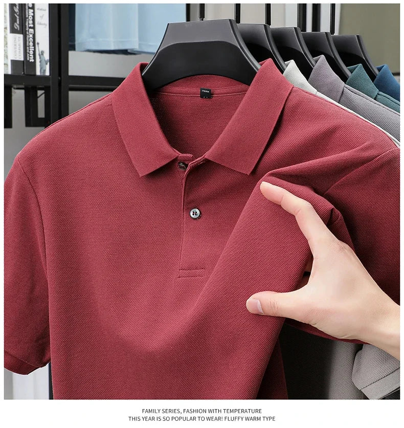 Men's 100% Cotton Polo Shirt - Summer Casual Breathable Tee,19 Colors,Ideal for Golf and Sports,Business Casual,Silk-Like Finish