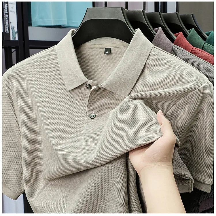 Men's 100% Cotton Polo Shirt - Summer Casual Breathable Tee,19 Colors,Ideal for Golf and Sports,Business Casual,Silk-Like Finish