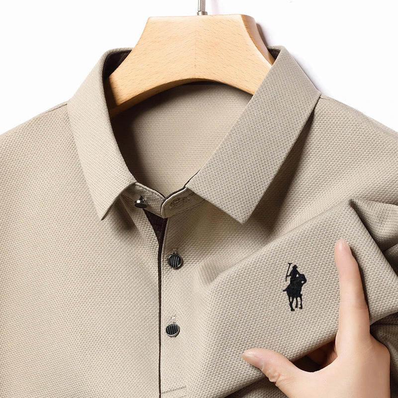 Light Luxury 202 Paul Men's Polo Shirt Long Sleeved T-shirt Casual Daily Lapel Sweatshirt Base