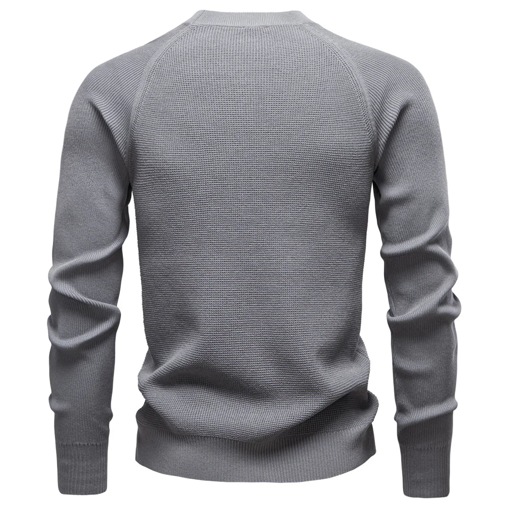 Raglan Sleeve Polo Shirt Men Henley Collar Solid Color Long Sleeve Heavyweight Cotton Business Casual Autumn Winter
