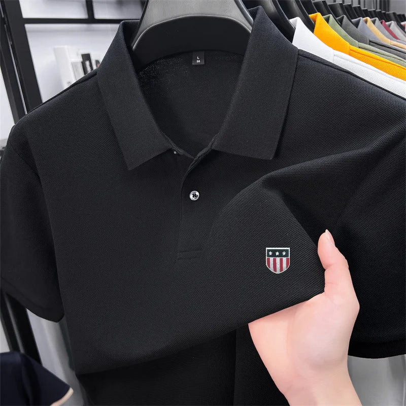 men's summer luxury brand cotton 100% polo shirt lapel printing short sleeves t-shirt business leisure ventilate men's clothing