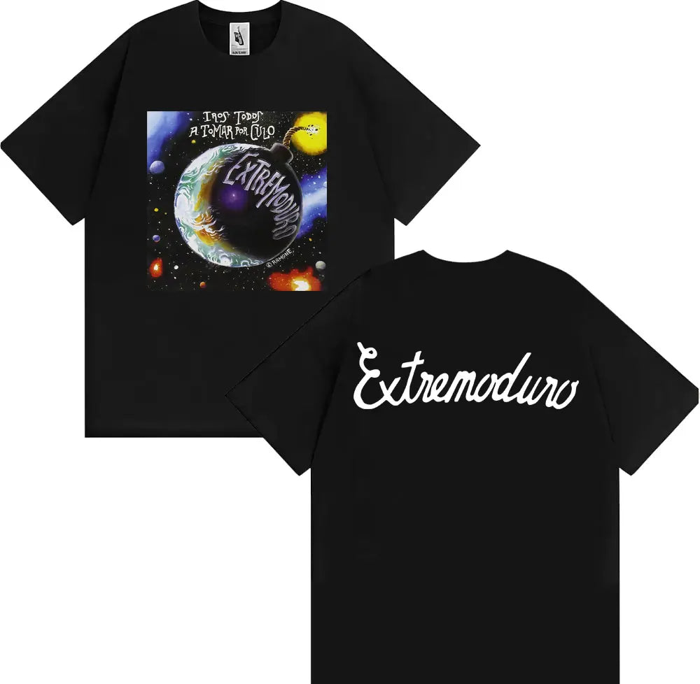 Rock Band EXTREMODURO Tour 2025 Cover T-shirt Men Women Fashion Vintage Short Sleeve T Shirts Summer Pop Loose Oversized T Shirt