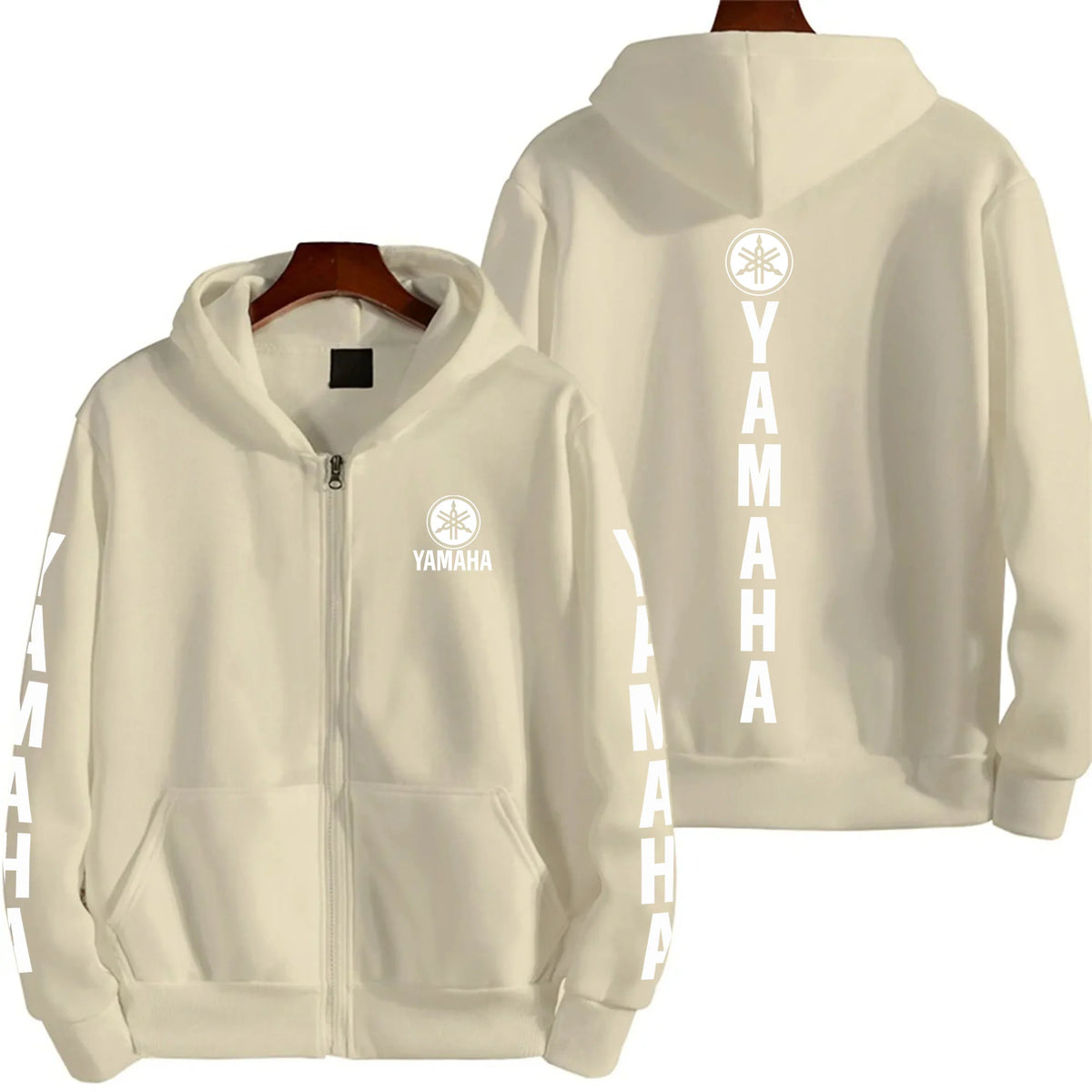 Men's YAMAHA Zipper Hoodie Long Sleeve Motorcycle Racing Printed Hoodie Sportswear Casual Street Couple Jacket with Pocket
