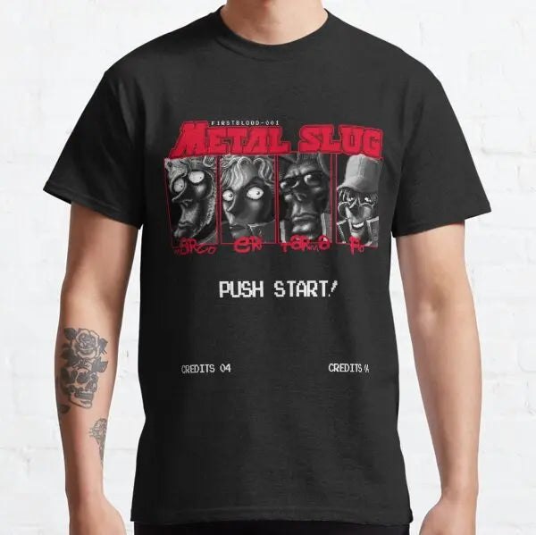 Metal Slug Pixel Fan pixel art arcade game retro gamer video games Men's shirt Cotton Tees Short Sleeve T Shirt Printed Clothing