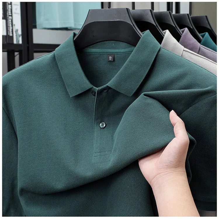 Men's 100% Cotton Polo Shirt - Summer Casual Breathable Tee,19 Colors,Ideal for Golf and Sports,Business Casual,Silk-Like Finish