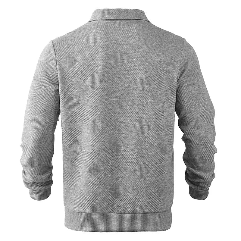 24 cross-border popular autumn long-sleeved lapel zipper men's loose casual top polo shirt