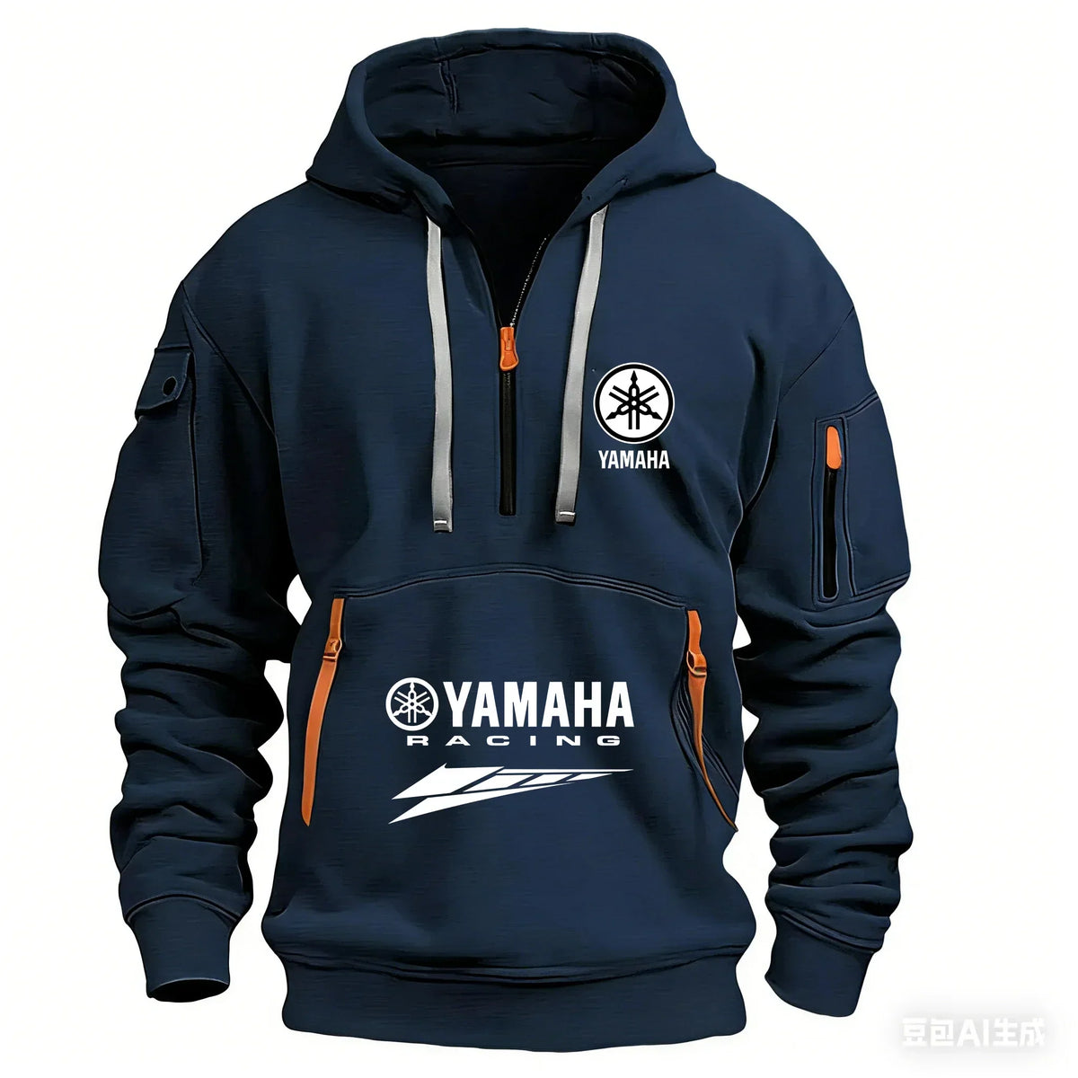 2026 New Yamaha Logo Racing Motorcycle Racing Outdoor Sports Men's Half Zipper Pocket Women's Large Hoodie