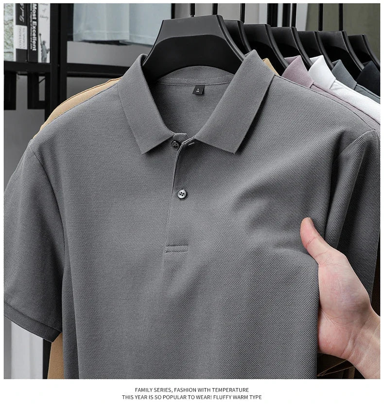 Men's 100% Cotton Polo Shirt - Summer Casual Breathable Tee,19 Colors,Ideal for Golf and Sports,Business Casual,Silk-Like Finish