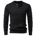 Button Placket Polo Shirt Men Ribbed Stripe Long Sleeve Contemporary Fit Minimalist Autumn Winter Premium Business Top