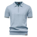 Men's Solid Color Sport Zipper Polo Shirt Athletic Social Polo Shirts for Men Office Slim Fit Polo