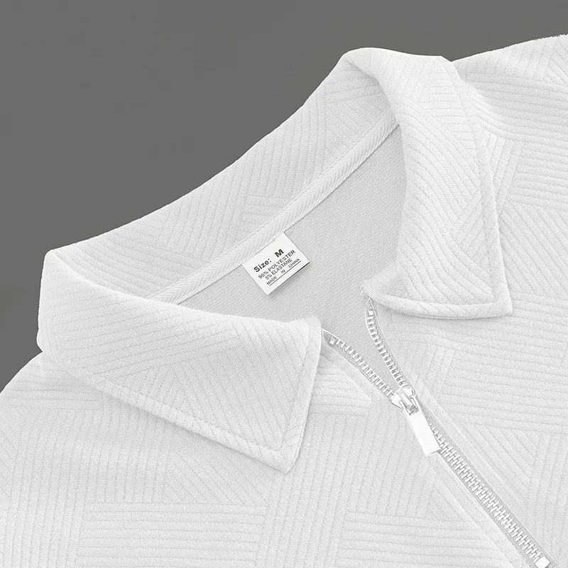 24 cross-border popular autumn long-sleeved lapel zipper men's loose casual top polo shirt