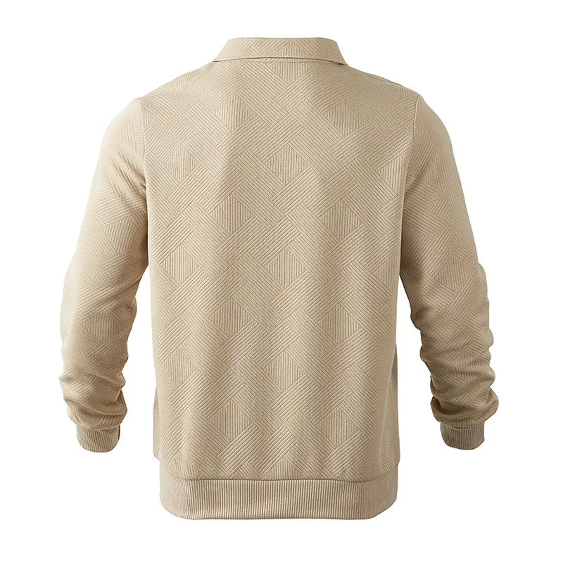 24 cross-border popular autumn long-sleeved lapel zipper men's loose casual top polo shirt
