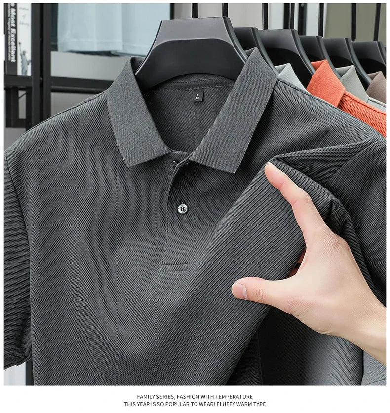 Men's 100% Cotton Polo Shirt - Summer Casual Breathable Tee,19 Colors,Ideal for Golf and Sports,Business Casual,Silk-Like Finish