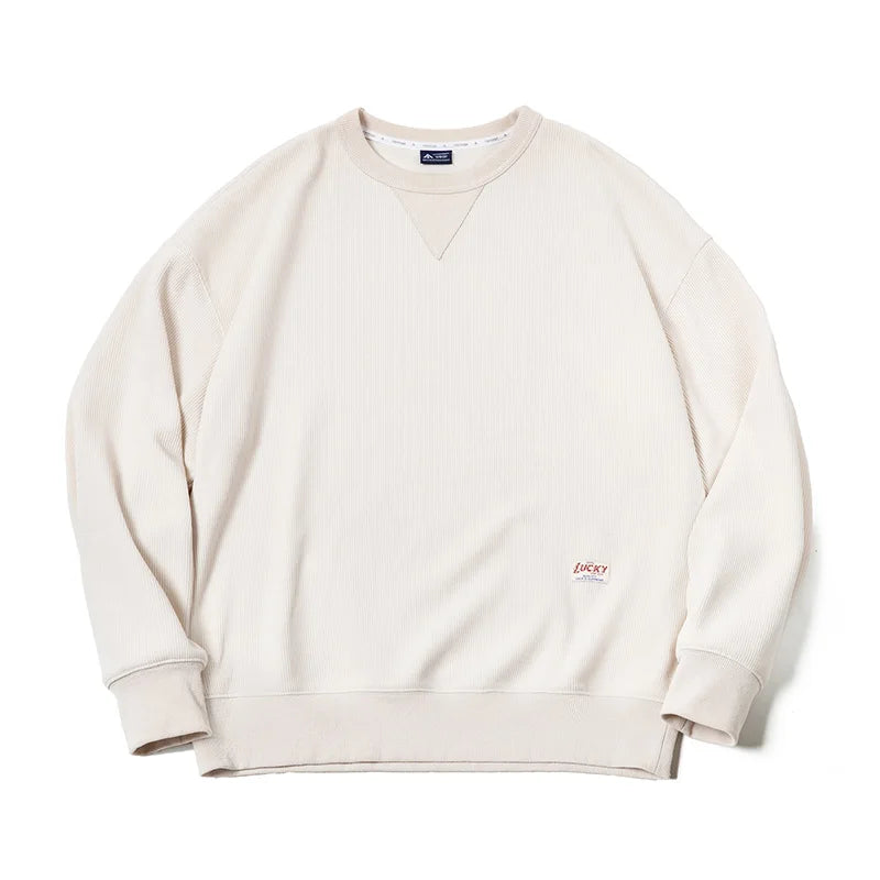 Heavyweight Round Collar Chenille Sweater for Men Spring and Autumn Basic Styles Long-sleeved Pullover Navy Blue T-shirts
