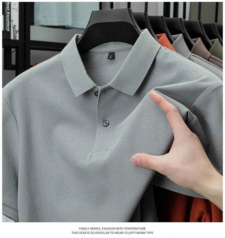 Men's 100% Cotton Polo Shirt - Summer Casual Breathable Tee,19 Colors,Ideal for Golf and Sports,Business Casual,Silk-Like Finish