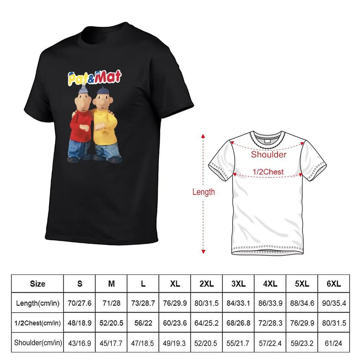 Pat & Mat T-Shirt customs quick drying blacks sports fans mens vintage t shirts