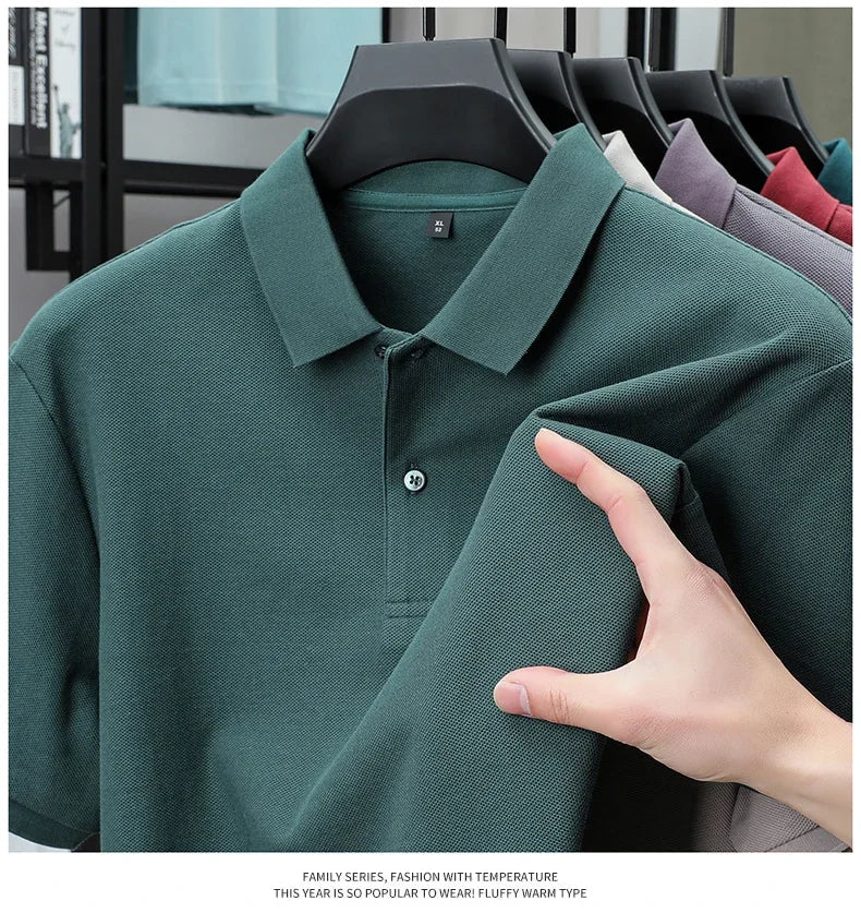 Men's 100% Cotton Polo Shirt - Summer Casual Breathable Tee,19 Colors,Ideal for Golf and Sports,Business Casual,Silk-Like Finish