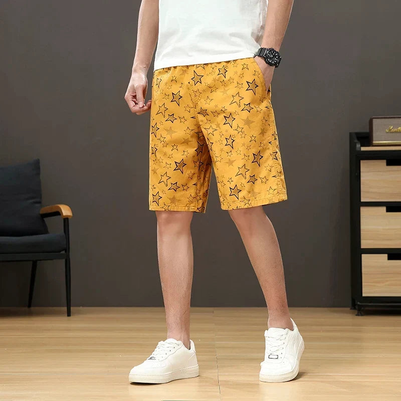 Streetwear Star Print Shorts Men Hawaii Beach Casual Shorts Outdoor Cotton Sports Elastic Waist 6XL Oversized Baggy Half Pants