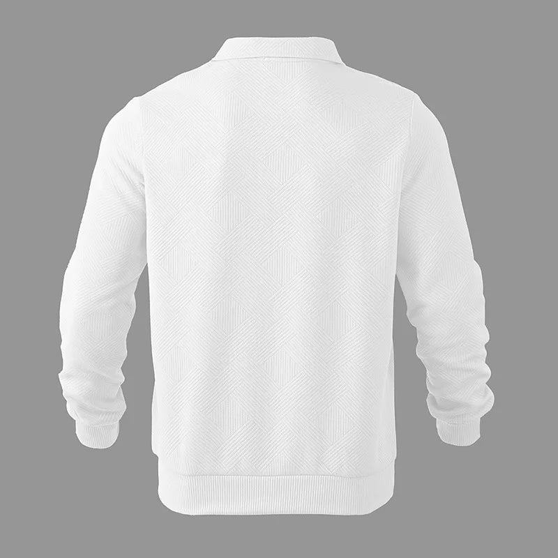 24 cross-border popular autumn long-sleeved lapel zipper men's loose casual top polo shirt