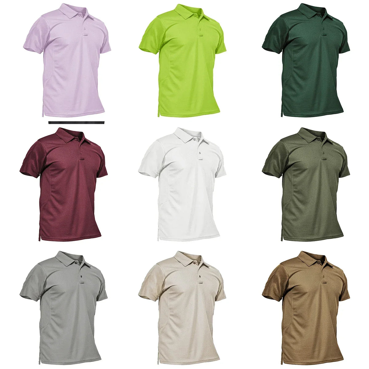 Summer Colorful Fashion Polo Tee Shirts Men's Short Sleeve T-shirt Quick Dry Army Team Work Green T-Shirt Tops Clothing