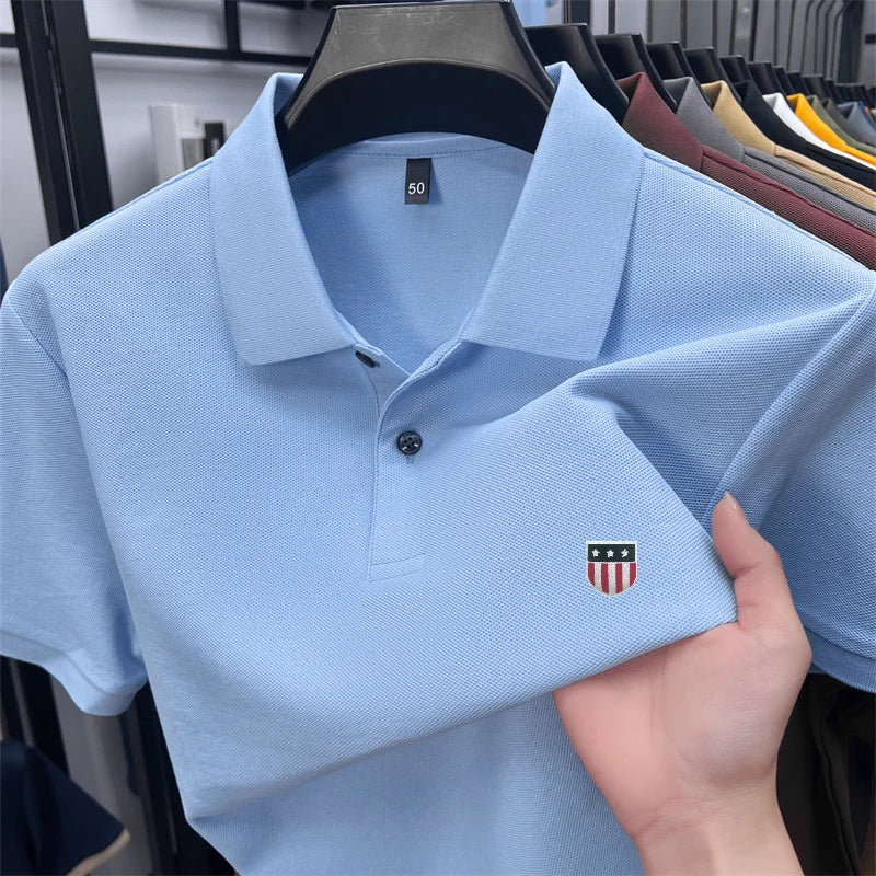 men's summer luxury brand cotton 100% polo shirt lapel printing short sleeves t-shirt business leisure ventilate men's clothing