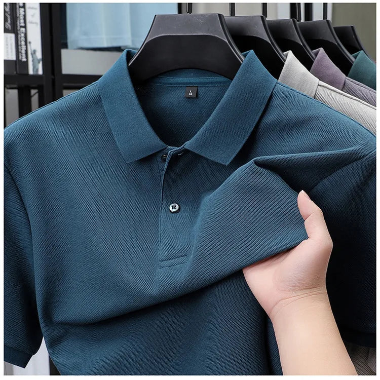 Men's 100% Cotton Polo Shirt - Summer Casual Breathable Tee,19 Colors,Ideal for Golf and Sports,Business Casual,Silk-Like Finish