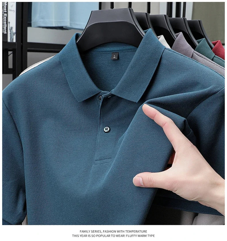 Men's 100% Cotton Polo Shirt - Summer Casual Breathable Tee,19 Colors,Ideal for Golf and Sports,Business Casual,Silk-Like Finish
