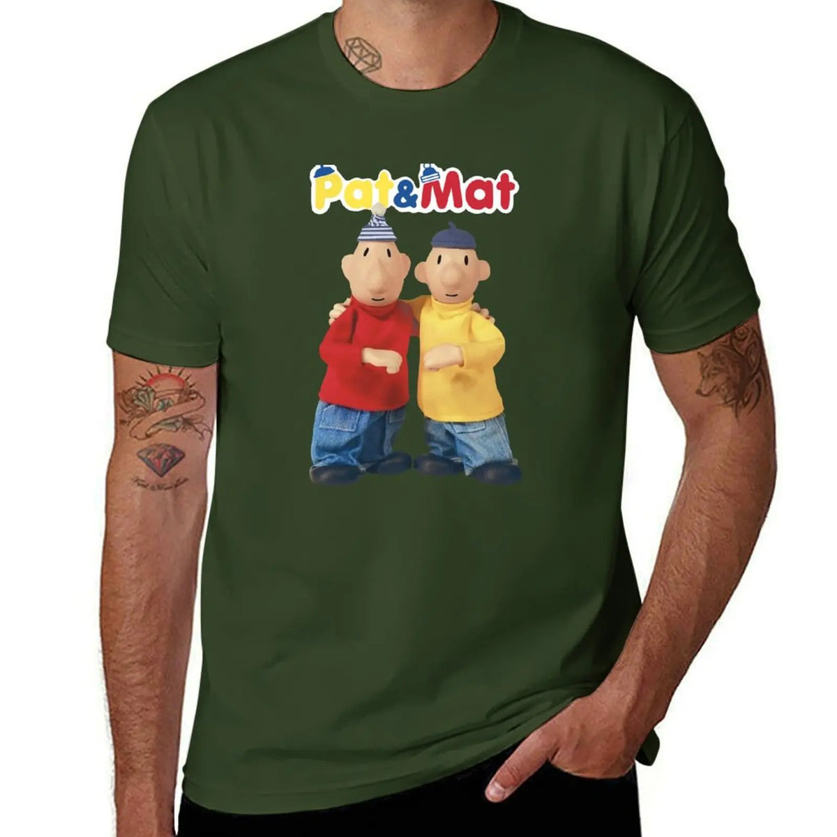 Pat & Mat T-Shirt customs quick drying blacks sports fans mens vintage t shirts