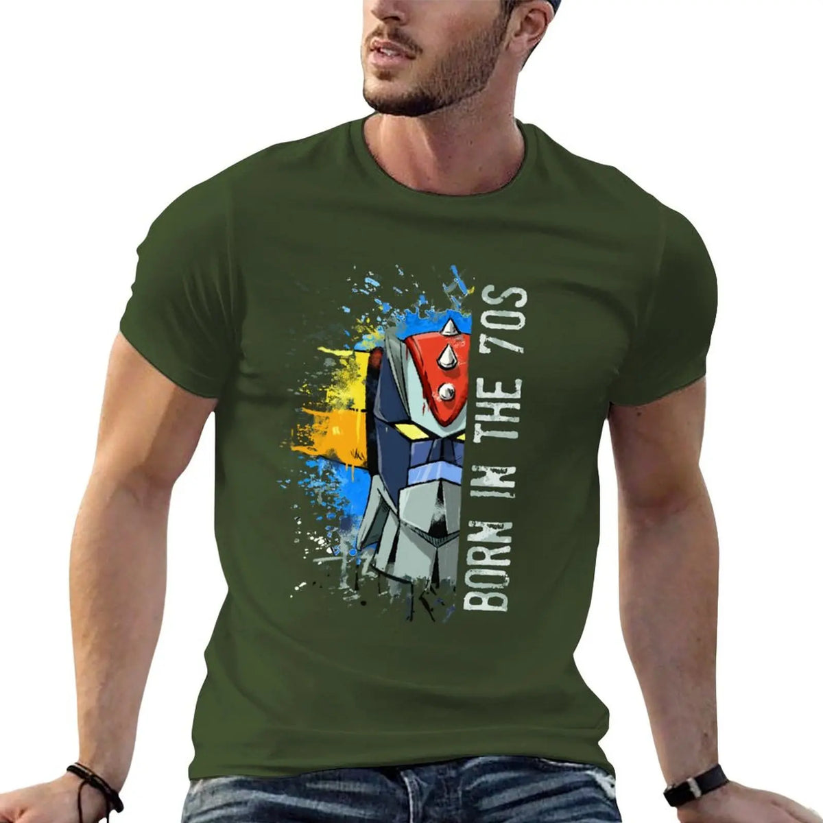 Ufo Robot Goldrake - Born In The Seventies T-Shirt Blouse heavyweights hippie clothes Men's t-shirts