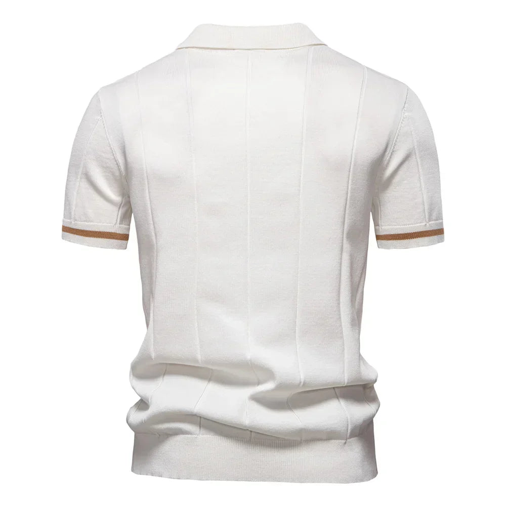 Men's Solid Color Sport Zipper Polo Shirt Athletic Social Polo Shirts for Men Office Slim Fit Polo