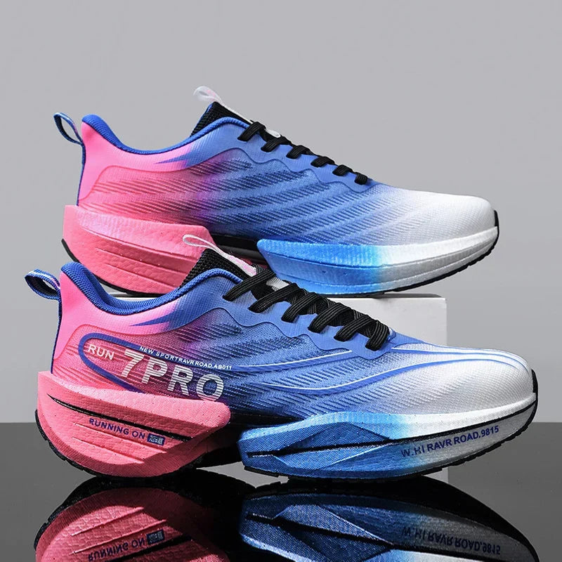 Men's Carbon Plate Sneakers Outdoor Soft Sole Mesh Sports Shoes Running Shoes Light Anti-Slip Casual Couple Tennis Shoes