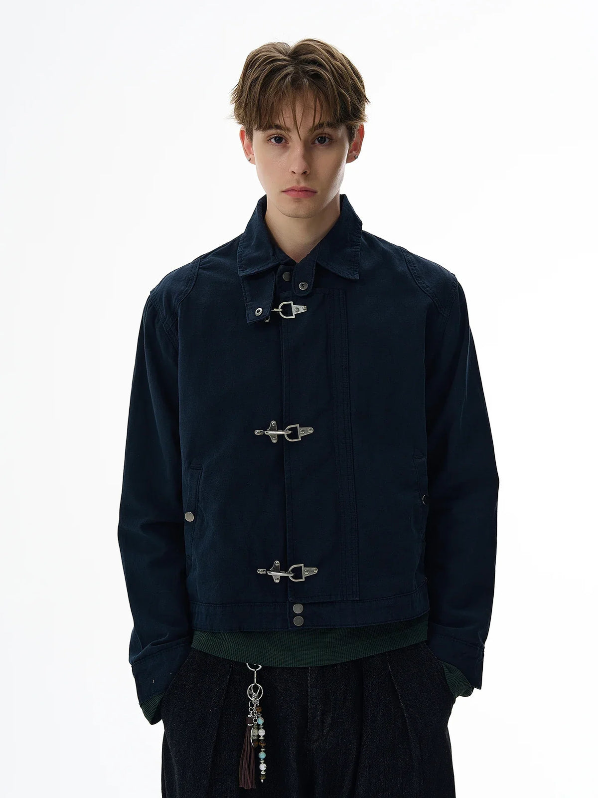 Harajuku Retro Black Gothic High Street Airplane Buckle Jacket for Men and Women Korean Fashion Y2k American Retro Casual Jacket