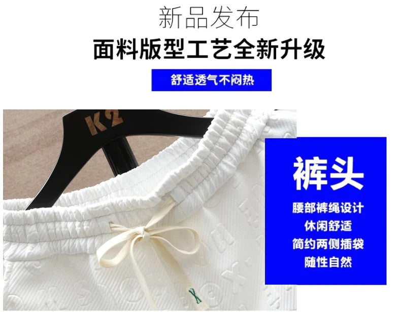Summer Running Shorts Men Casual Jogging Sport Short Pants Wave Pattern Solid Color Drawstring Loose Dry Gym Sports Shorts