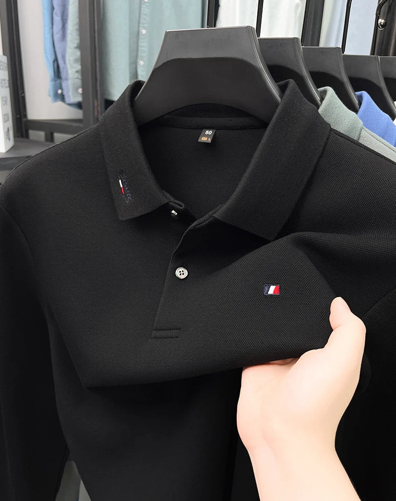 High end embroidery craft polo shirt long sleeved brand autumn Men's Wear comfortable breathable cotton casual business T-shirt