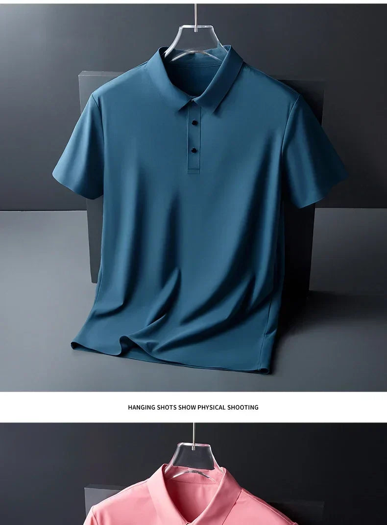 10 Color Men's Thin Polo Shirt Summer New Ice Silk Popular Business Casual Breathable Lapel Polo Shirt for Man Brand Clothing