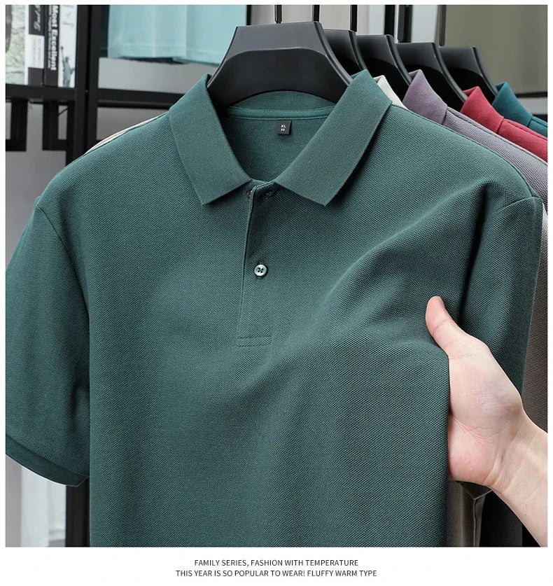 Men's 100% Cotton Polo Shirt - Summer Casual Breathable Tee,19 Colors,Ideal for Golf and Sports,Business Casual,Silk-Like Finish