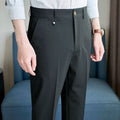 2026 Spring Summer Men's Pants Fashion Solid Color Suit Trousers Male High Waist Slim Fit Pants Men Business Casual Formal Pant