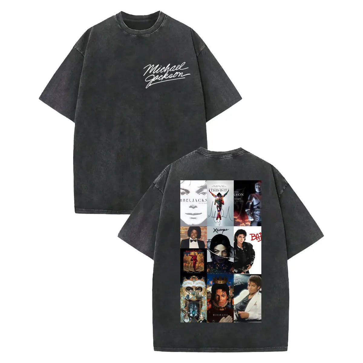 Vintage Washed Michael Jackson Album Poster Graphic T Shirt Men Women Clothing Rock Fashion T-shirt Summer Casual Loose T-shirts