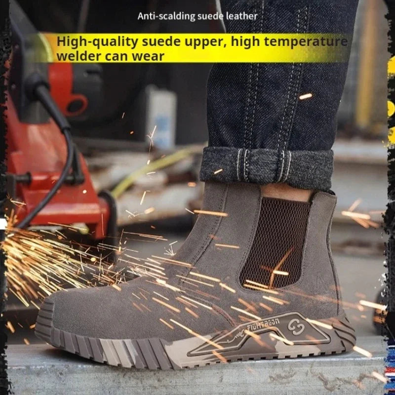steel toe work boots for men industrial construction work protection shoes anti smash anti puncture safety shoes without laces