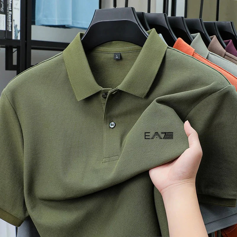Luxury brand polo shirt short sleeved letter printed men's top summer 100% cotton comfortable breathable casual lapel T-shirt
