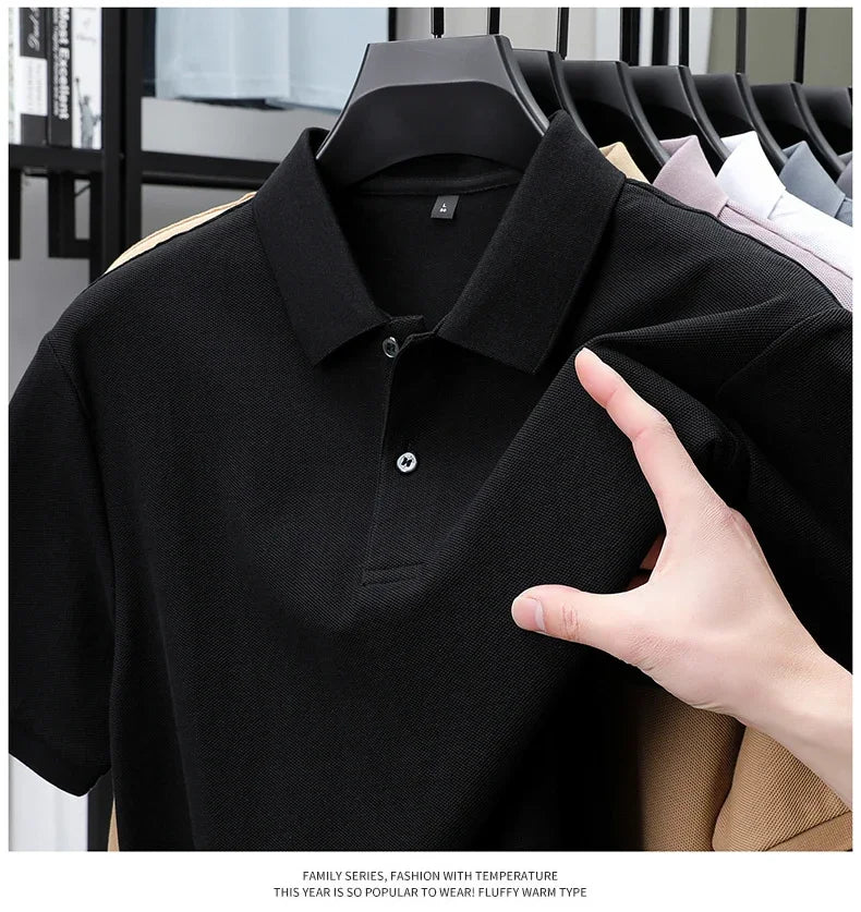 Men's 100% Cotton Polo Shirt - Summer Casual Breathable Tee,19 Colors,Ideal for Golf and Sports,Business Casual,Silk-Like Finish