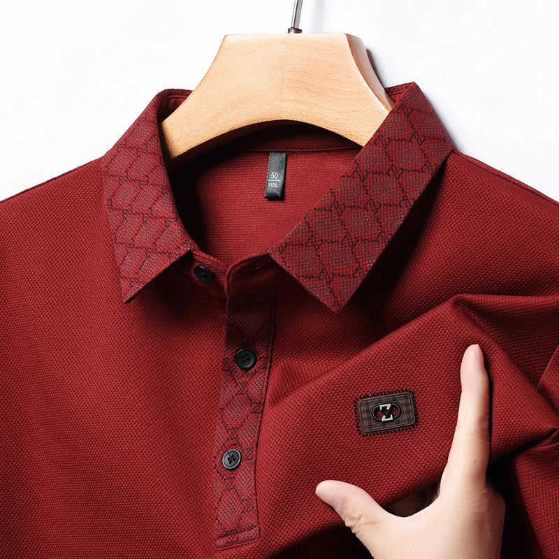 High quality brand long sleeved men's polo shirt autumn fashion personality collar and Z-letter badge design casual Paul T-shirt