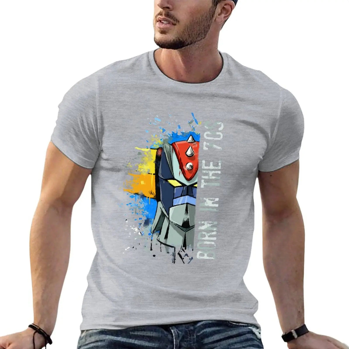 Ufo Robot Goldrake - Born In The Seventies T-Shirt Blouse heavyweights hippie clothes Men's t-shirts