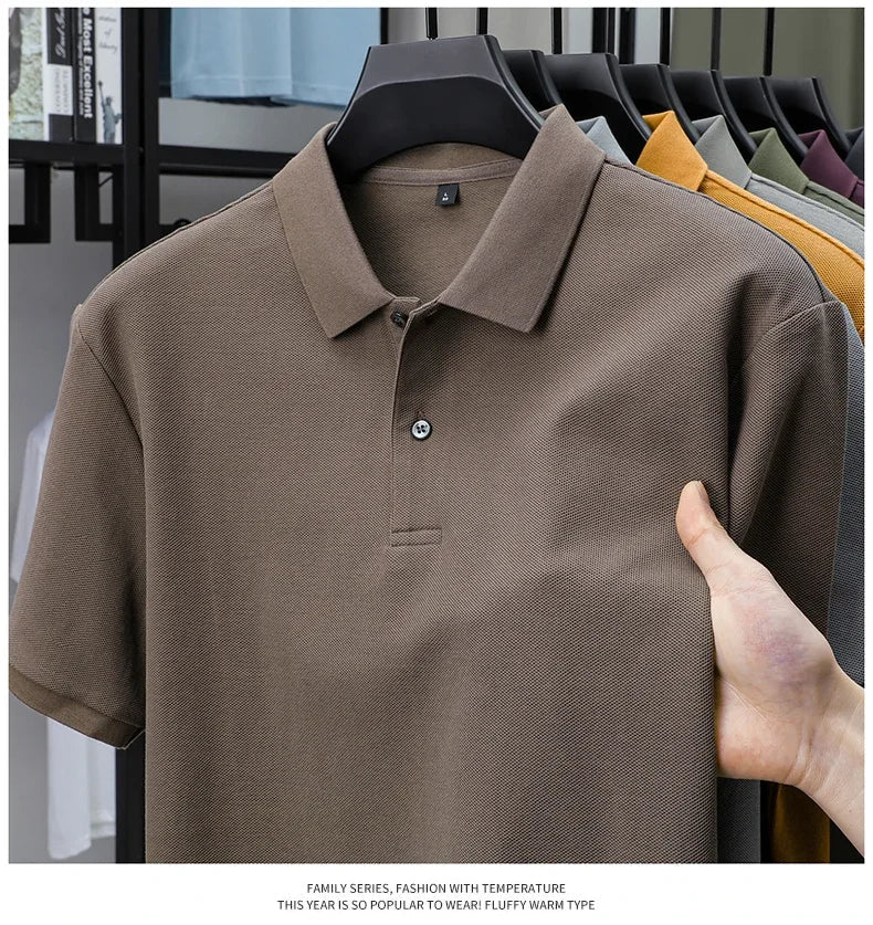 Men's 100% Cotton Polo Shirt - Summer Casual Breathable Tee,19 Colors,Ideal for Golf and Sports,Business Casual,Silk-Like Finish