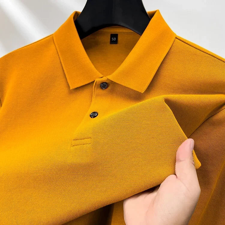 100% Cotton Polo Shirt, Four Seasons Universal  Leisure Long Sleeve, Breathable Lapels T-shirt, Perfect for Golf Sports Durable